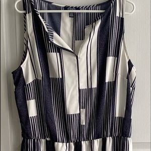 Navy color blocked maxi dress